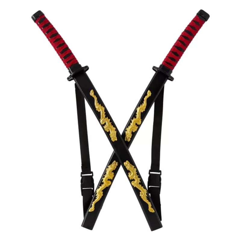 Kids Ninja Swords with Harness RED