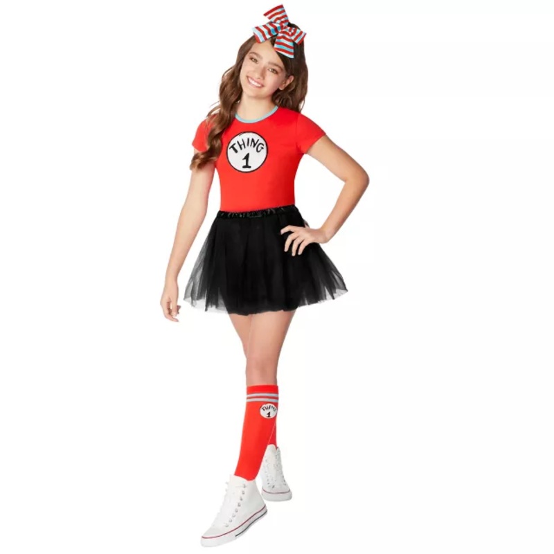 Kids Thing 1 and Thing 2 Costume Kit  Dr. Seuss RED / BLUE CHILD EXTRA SM