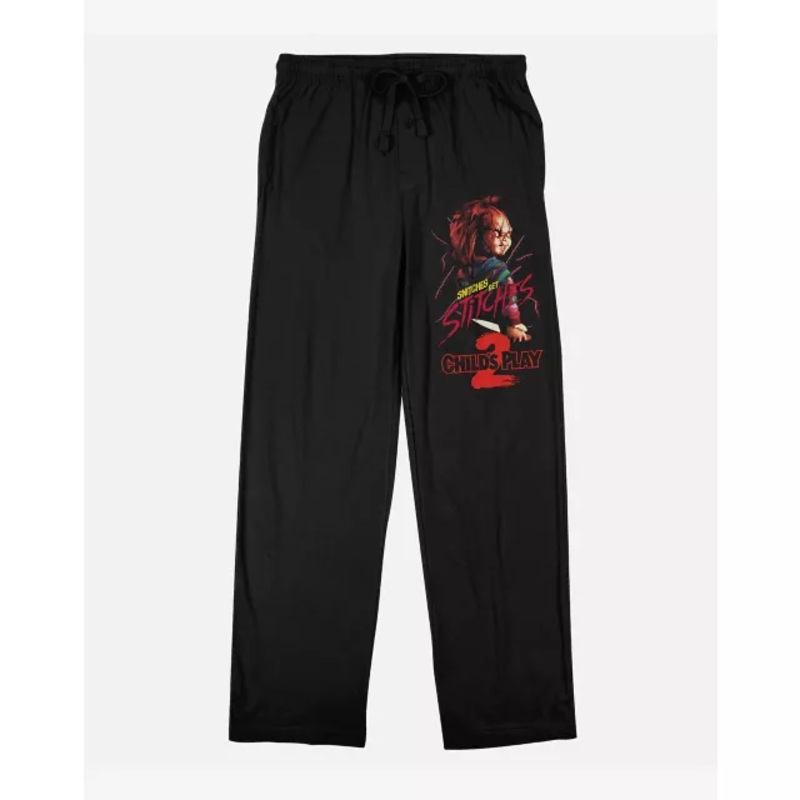 Snitches Get Stitches Lounge Pants - Chucky BLACK ADULT SMALL