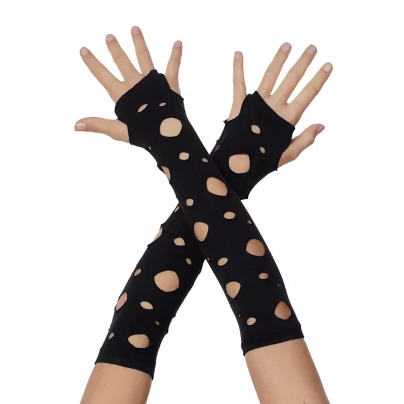 Tattered Black Arm Warmers BLACK CHILD ONE SIZE
