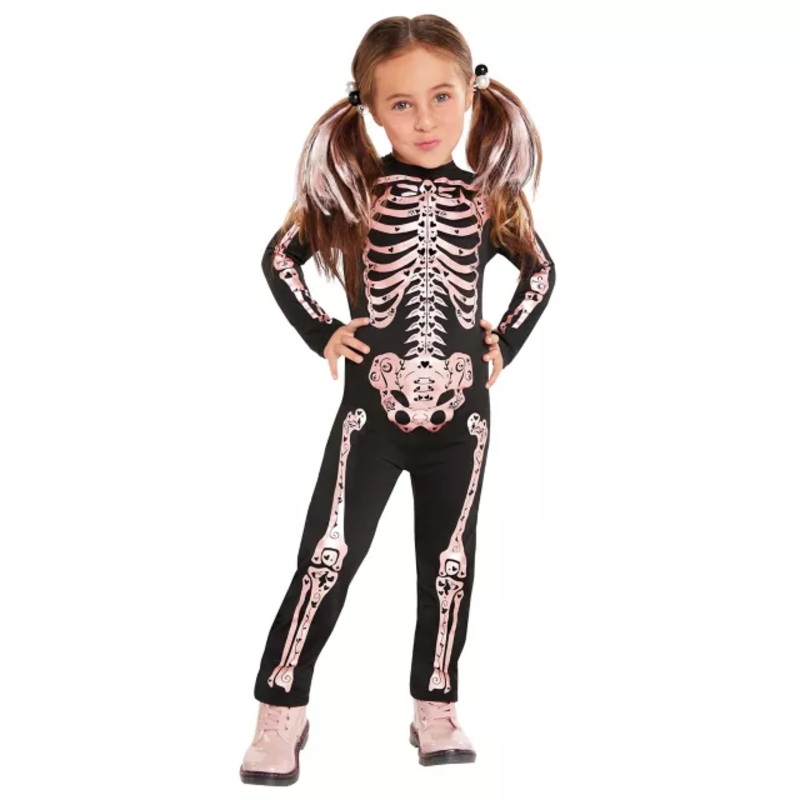 Toddler Pink Skeleton Costume BLACK AND PINK 2T