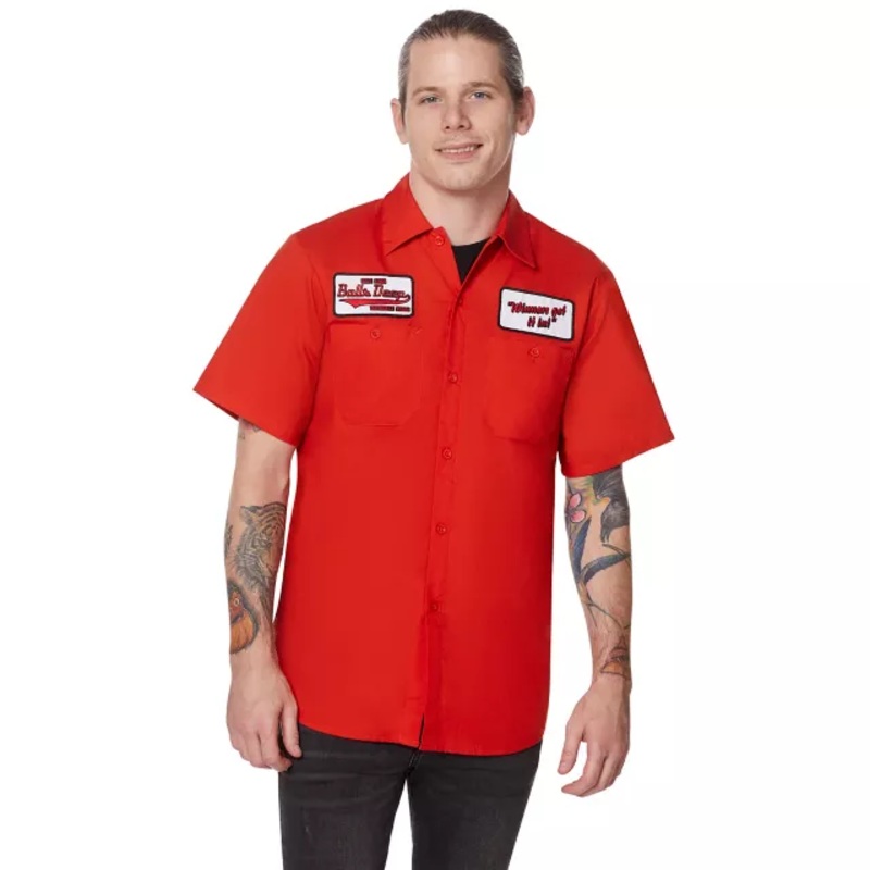 Adult Balls Deep Plus Size Work Shirt RED 2X
