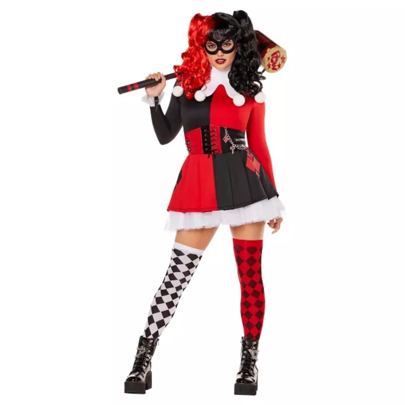 Adult Classic Harley Quinn Costume The Signature Collection - DC Villains BLACK AND RED ADULT SMALL