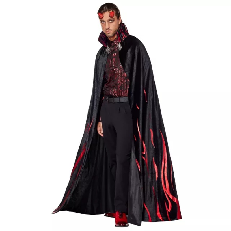 Adult Gothic Devil Flames Cape BLACK AND RED ONE SIZE FITS MOST