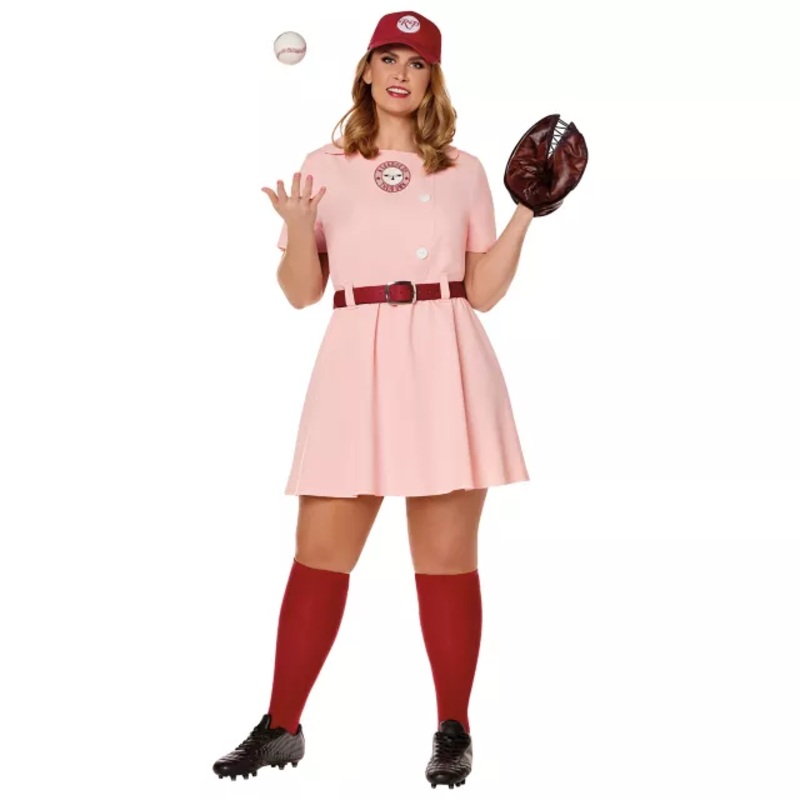 Adult Rockford Peaches Plus Size Costume - A League of Their Own PINK 1X