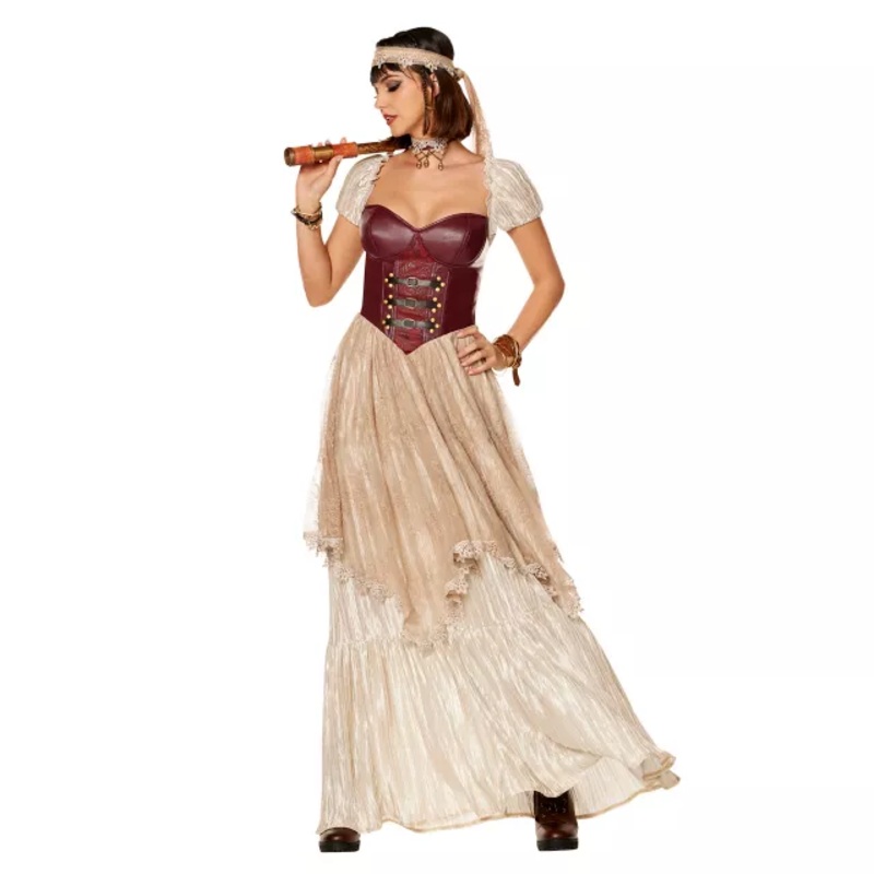 Adult Romantic Pirate Dress Costume MAROON ADULT EX SMALL
