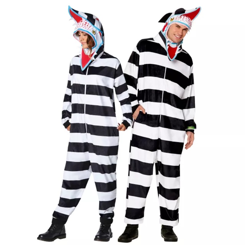 Adult Sandworm Jumpsuit - Beetlejuice BLACK AND WHITE SMALL/MEDIUM