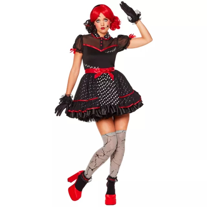 Adult Twisted Doll Costume BLACK ADULT SMALL