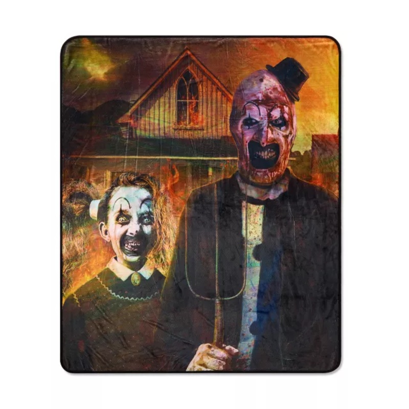 Art the Clown American Goth Fleece Blanket - Terrifier BLACK AND ORANGE 60 IN X 50 IN