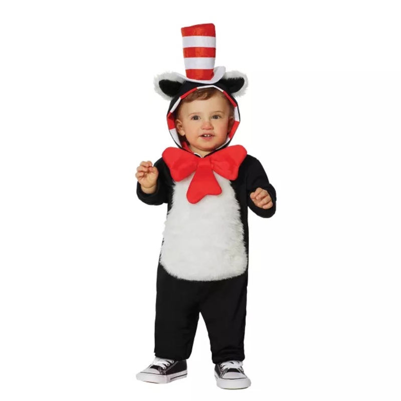 Baby Hooded Cat in the Hat One Piece Costume - Dr. Seuss RED/WHITE/BLACK 0 TO 6 MONTHS