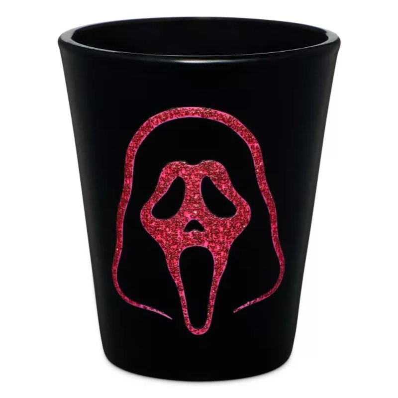 Black and Pink Ghost Face Glitter Shot Glass - 2 oz. BLACK AND PINK 2 OUNCE