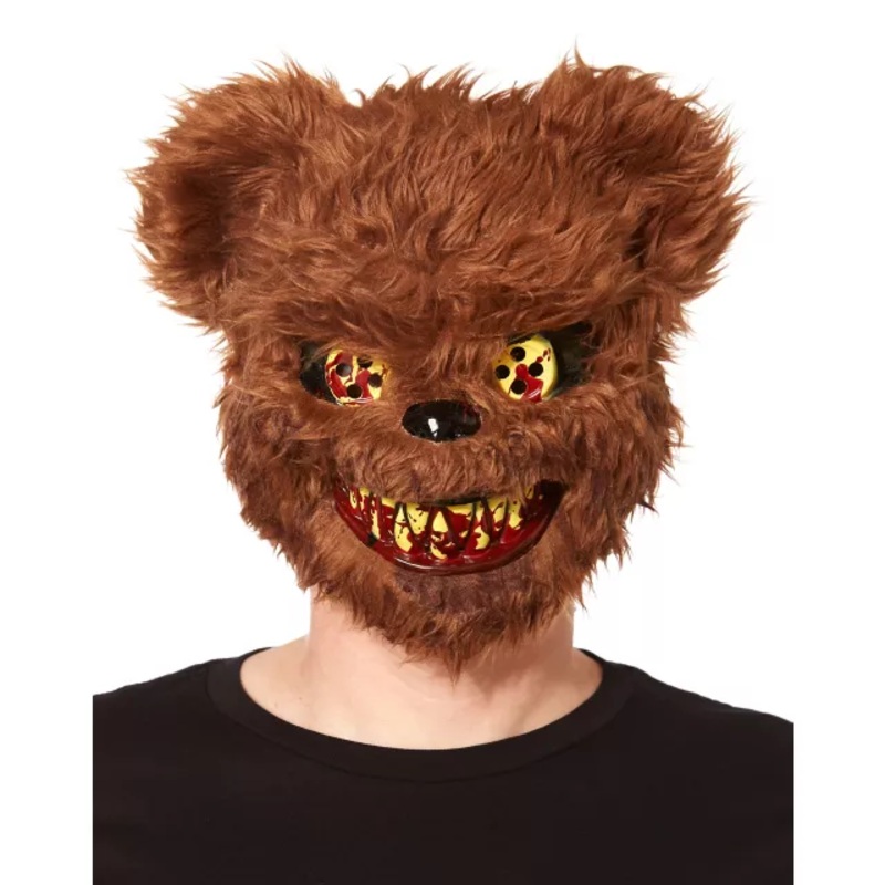 Brown Scary Teddy Bear Half Mask BROWN ONE SIZE FITS MOST