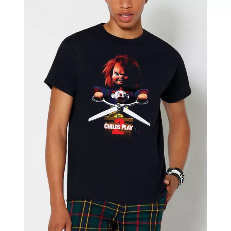 Chucky Scissors T Shirt - Child's Play 2 BLACK ADULT SMALL