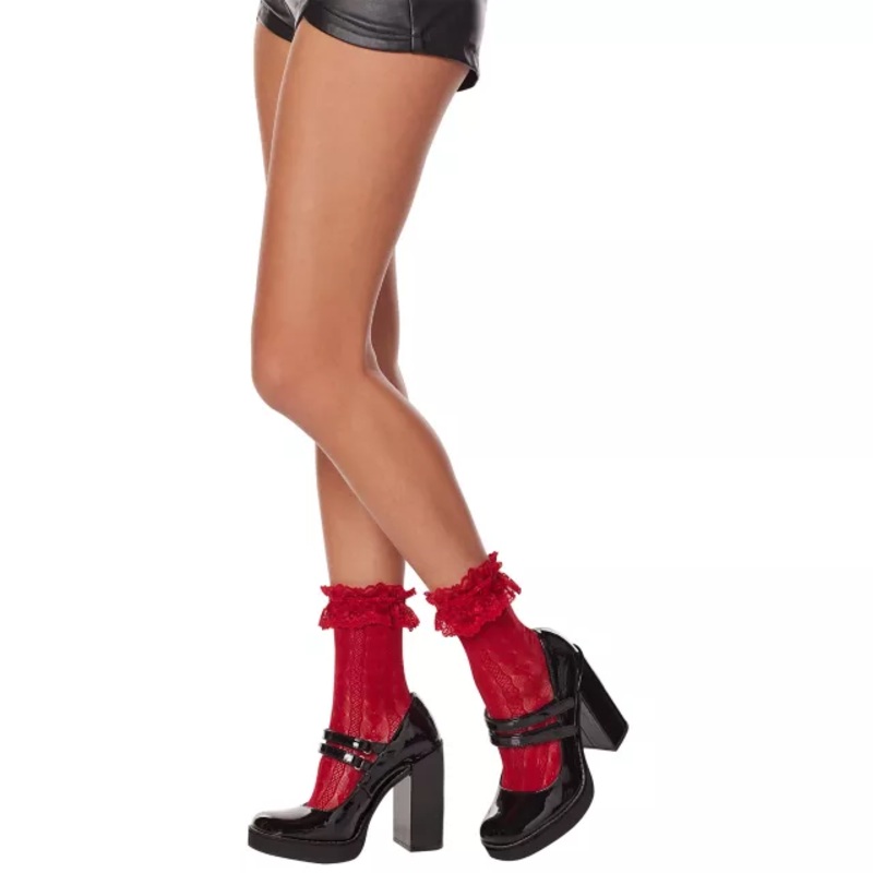 Red Heart Ruffle Socks RED ONE SIZE FITS MOST