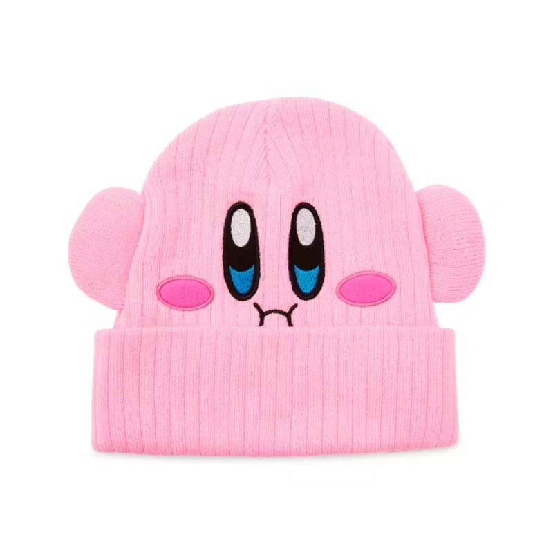 3D Kirby Face Cuff Beanie Hat PINK ONE SIZE FITS MOST