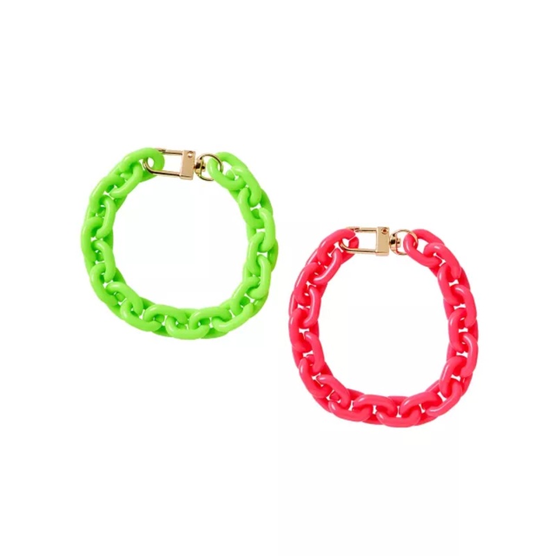 '80s Chain Bracelets - 2 Pack PINK/GREEN ONE SIZE FITS MOST
