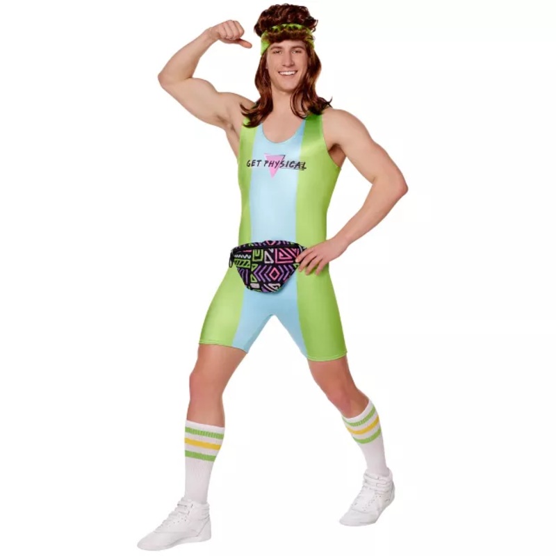 Adult '80s Aerobics Workout Costume MULTI-COLOR SMALL/MEDIUM