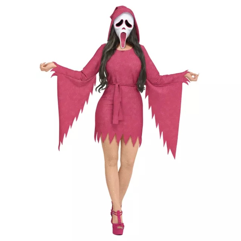 Adult Ghost Face Pink Bling Dress Costume PINK ADULT EX SMALL