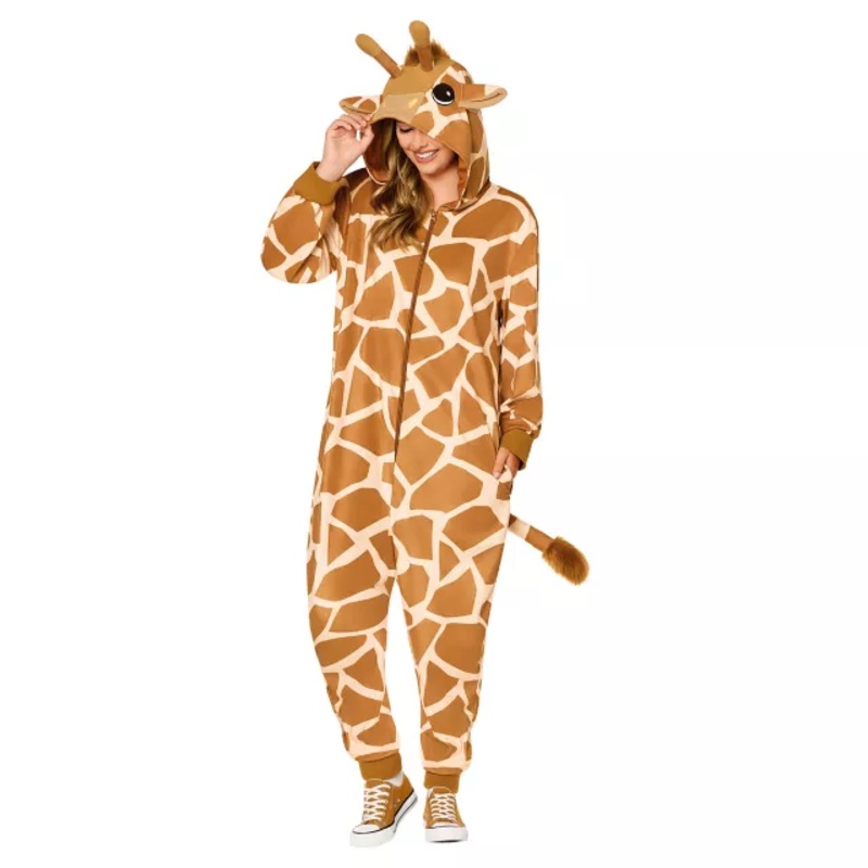 Adult Giraffe Jumpsuit Costume BROWN SMALL/MEDIUM