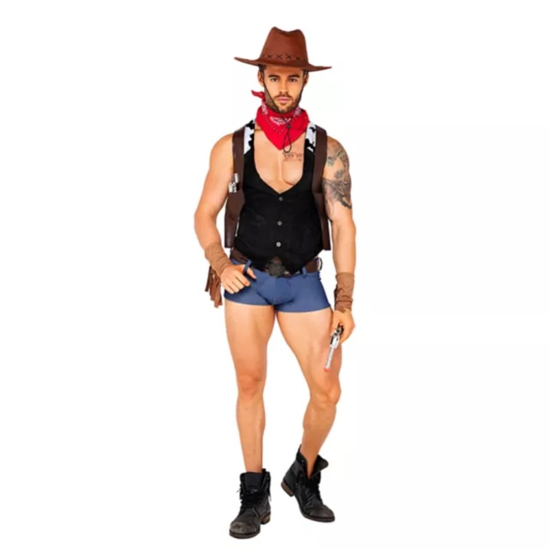 Adult Showdown Cowboy Costume BROWN ADULT SMALL