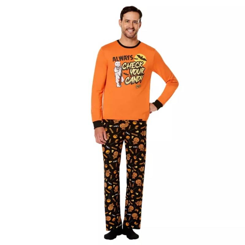 Adult Trick 'r Treat Pajama Set BLACK AND ORANGE ADULT SMALL