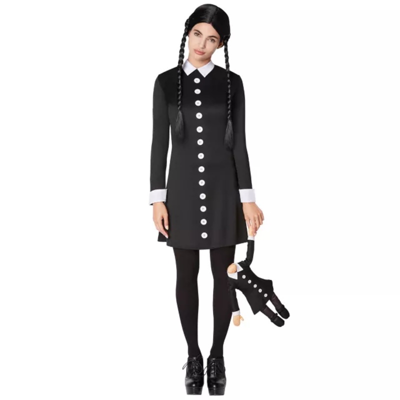 Adult Wednesday Addams Costume - The Addams Family BLACK ADULT SMALL