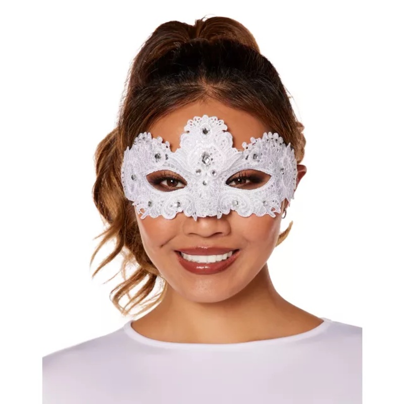 Angel White Lace Eye Half Mask WHITE ONE SIZE FITS MOST