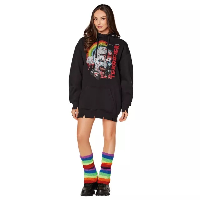 Art the Clown Rainbow Hoodie - Terrifier BLACK ADULT SMALL