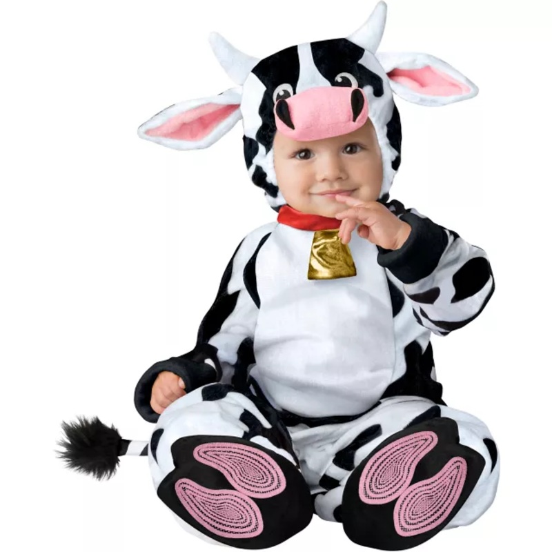 Baby Moo Cow Costume BLACK AND WHITE 0 TO 6 MONTHS