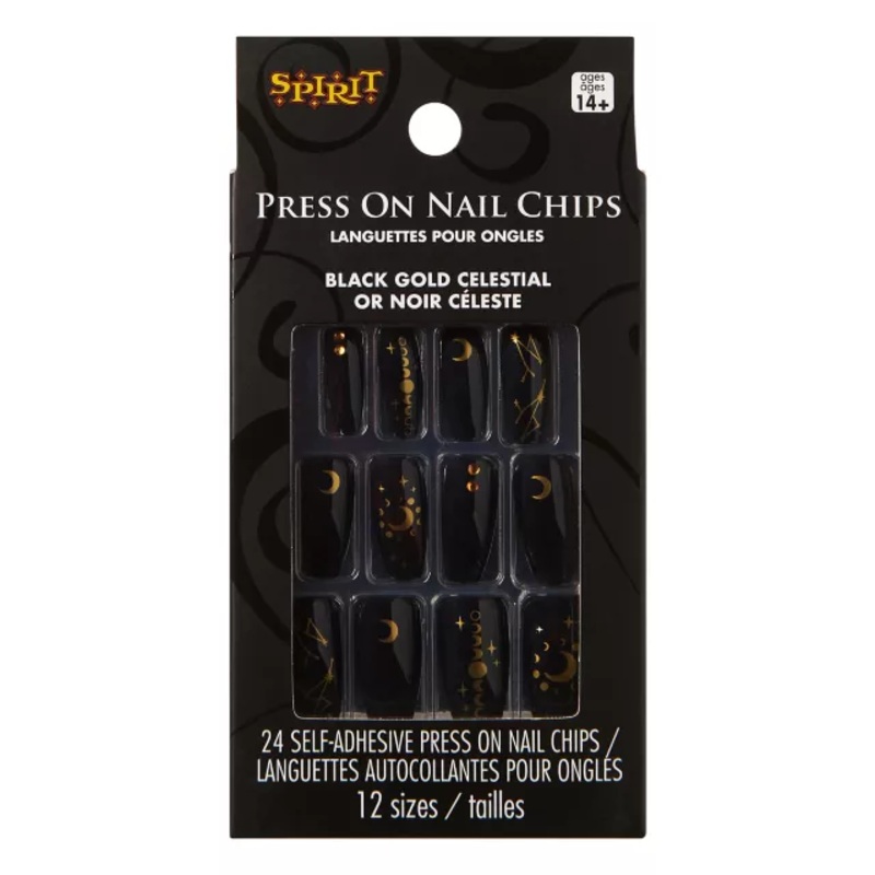 Black and Gold Moon Press-On Nails BLACK/GOLD ONE SIZE FITS MOST