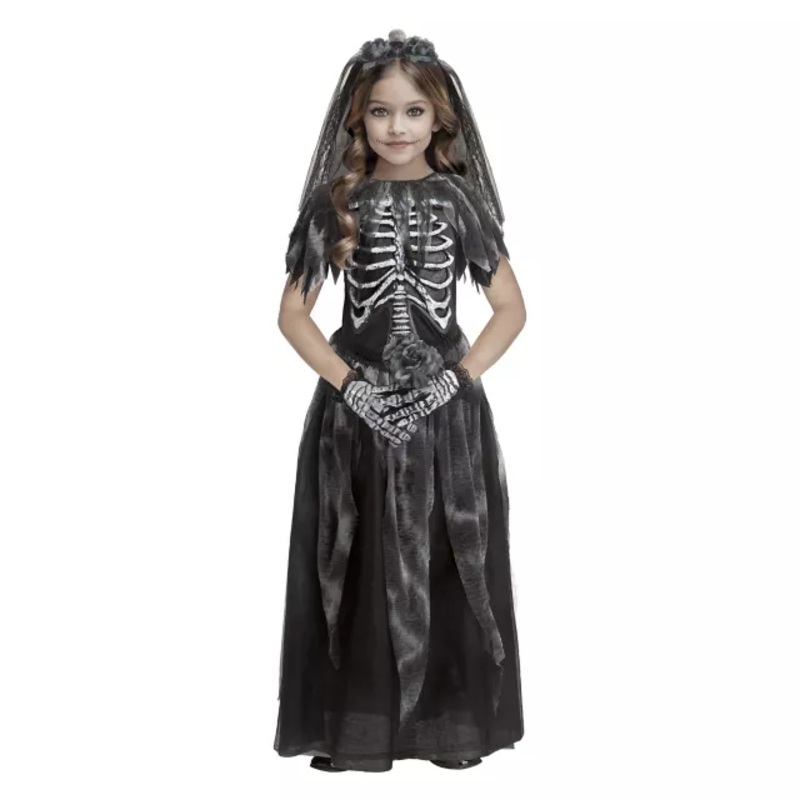 Kids Bone Bride Costume BLACK CHILD MEDIUM