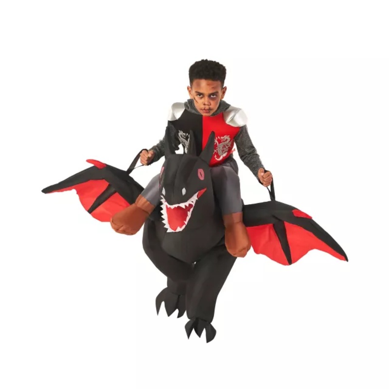 Kids Inflatable Ride-Along Dragon Costume BLACK CHILD ONE SIZE