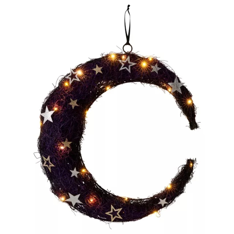Light-Up Crescent Moon Wreath PURPLE
