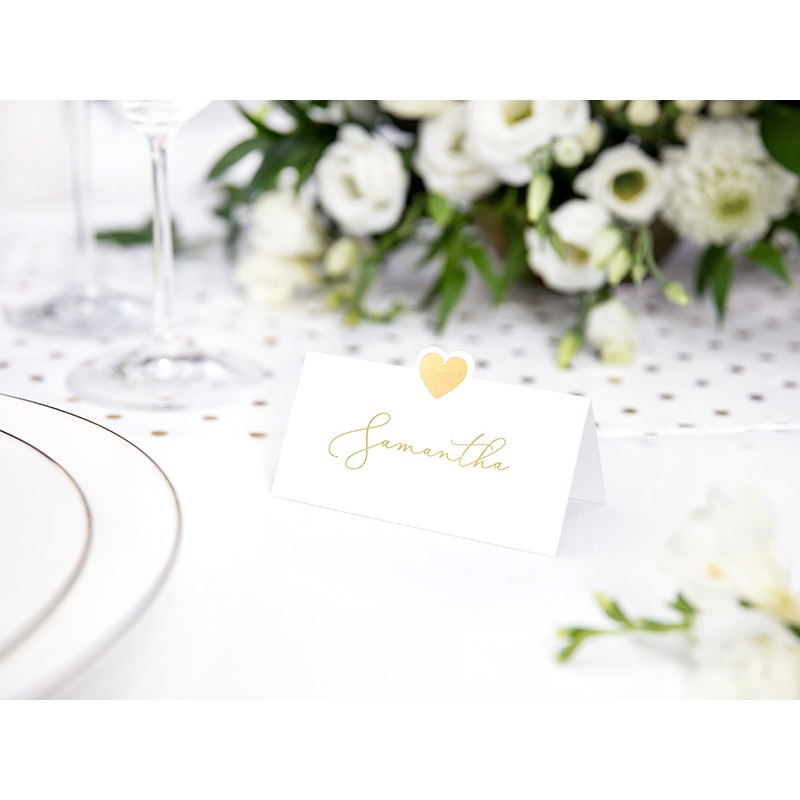 10 heart place cards gold