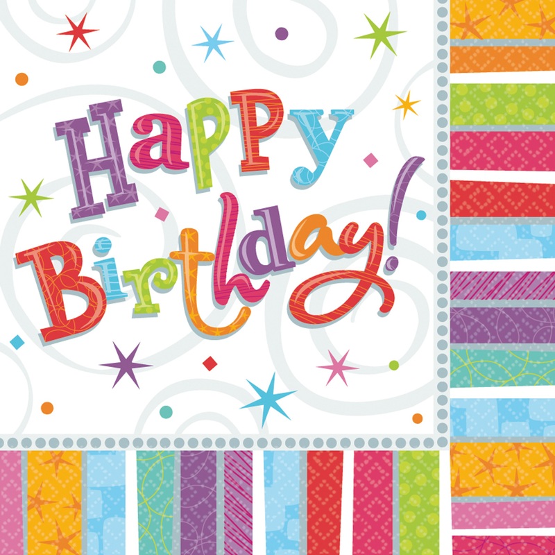 16 Colorful Birthday napkins 33cm