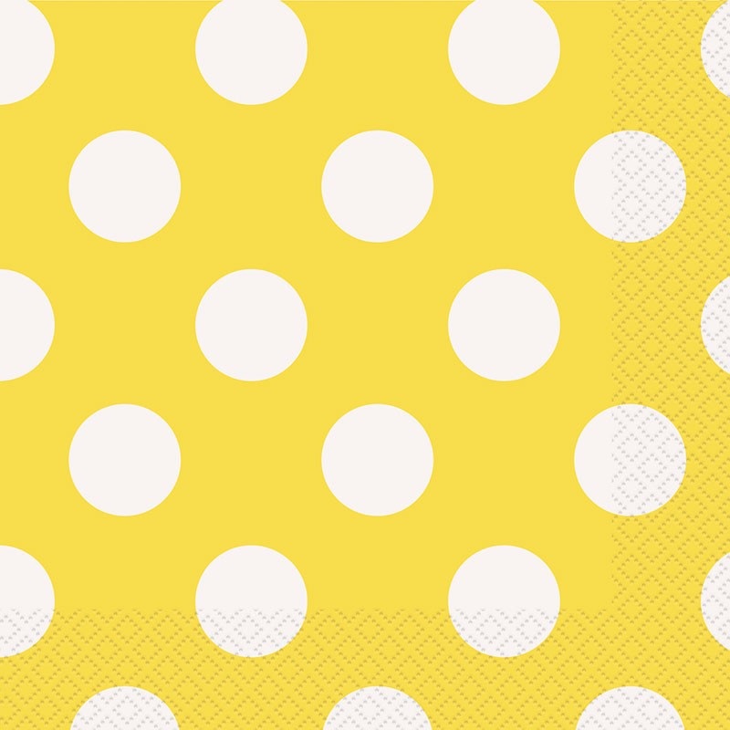 16 party napkins Tiana yellow dotted 33cm