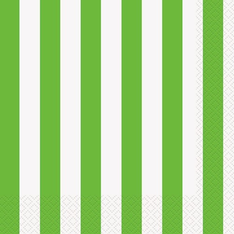 16 party napkins Victoria kiwi green striped 33cm