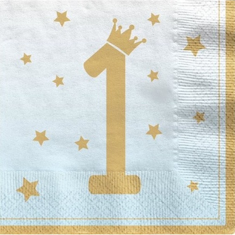 16 Royal First Birthday napkins blue 33cm