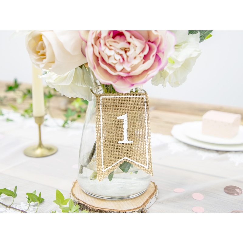 20 burlap table number signs