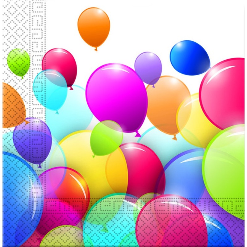 20 Rising Balloon Party Napkins 33cm