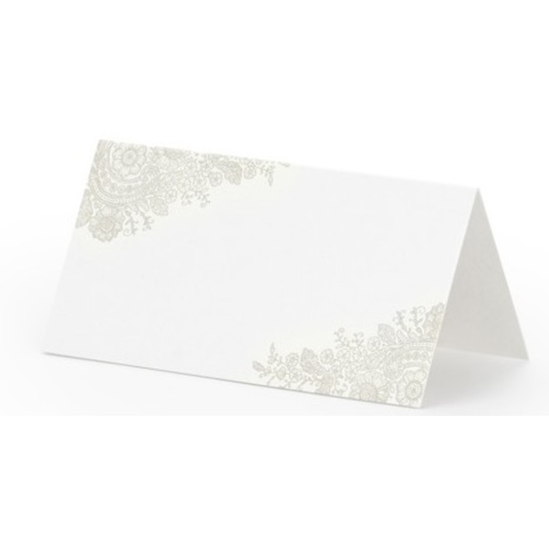 25 place cards with beige ornaments