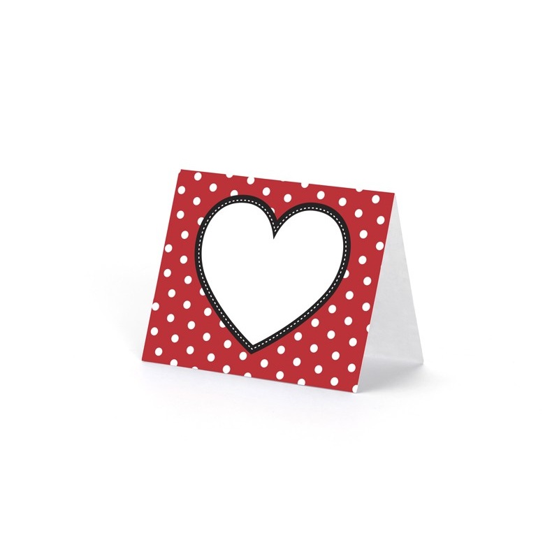 6 place cards with dots and stripes