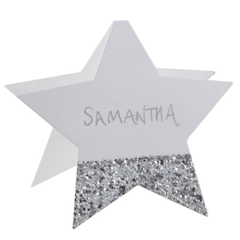 6 Shiny Christmas Star Place Cards 10cm