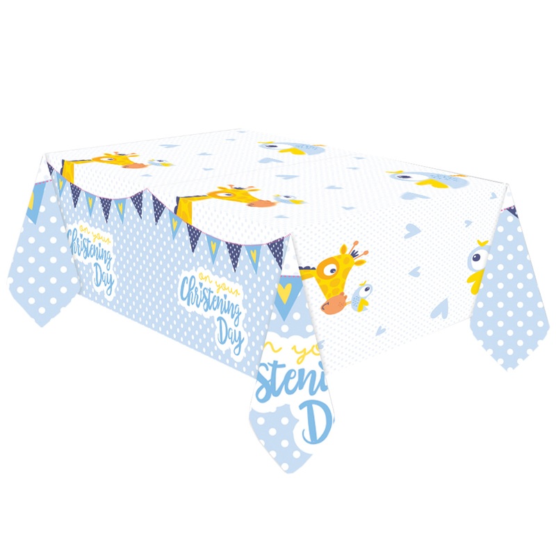 Christening Day tablecloth blue 1.8 x 1.2m
