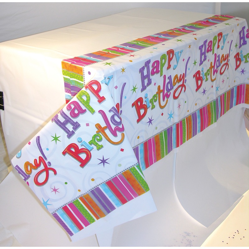 Colorful Birthday tablecloth 2.59 x 1.37m