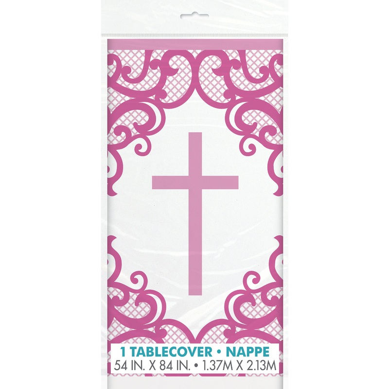 Festive Pink tablecloth 1.37 x 2.13m