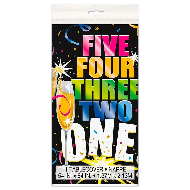 New Year's Eve countdown tablecloth 2.13 x 1.37m