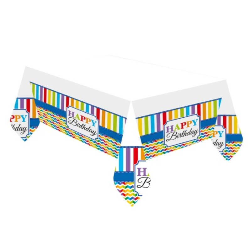 Rainbow Birthday tablecloth 2.59 x 1.37m
