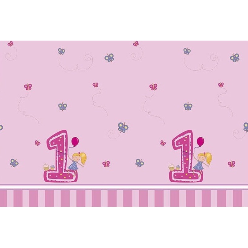 Theas 1st Birthday tablecloth 1.8 x 1.2m