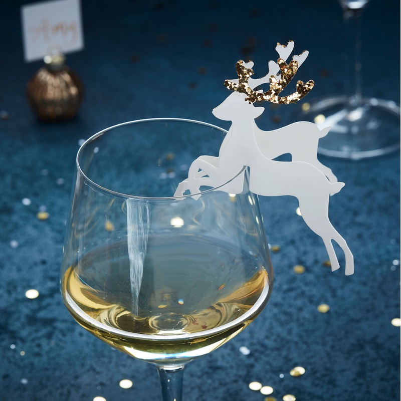 10 glittery reindeer glass markers